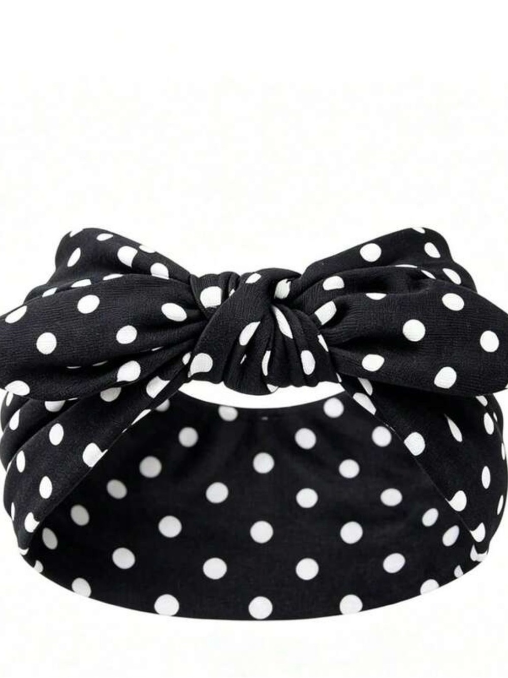 Kids Polka Dot Bow Headband - Black & White